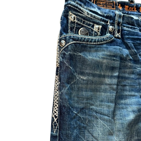 Rock Revival Men’s Benjamin Relaxed Straight Distressed Jeans 39”x31” - Picture 12 of 16